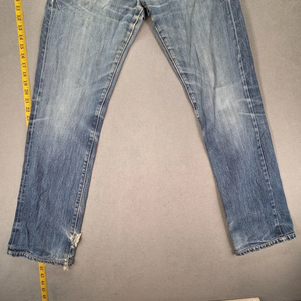 Levis Jeans Mens Selvedge Blue Light Altered‎ Hem Whiskers Honeycomb Fits 29x32